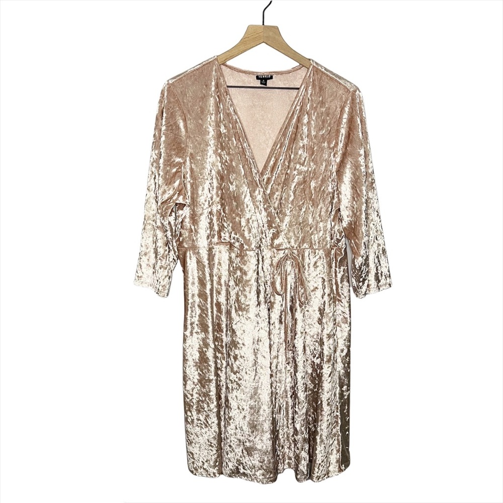 Torrid Velour Faux Wrap Dress in Pink 3 3X